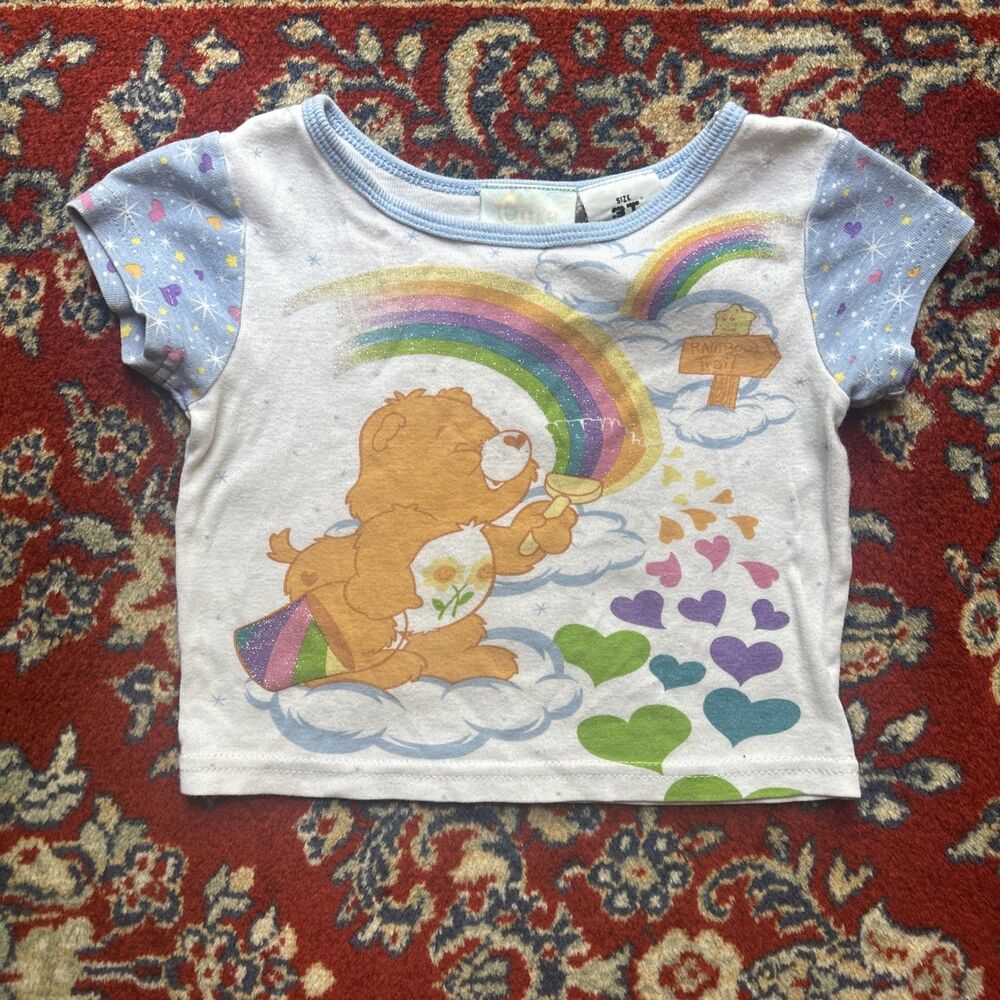 Vintage 2003 Care Bears Orange Rainbow Trail T Shirt Size 3T Y2K 2000s